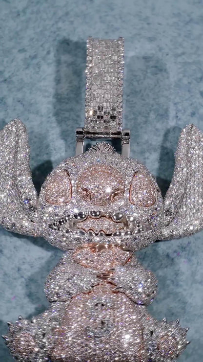 Custom Moissanite Character Pendant, 3D Money Bag Design, 925 Sterling Silver, Iced Out Hip Hop Jewelry