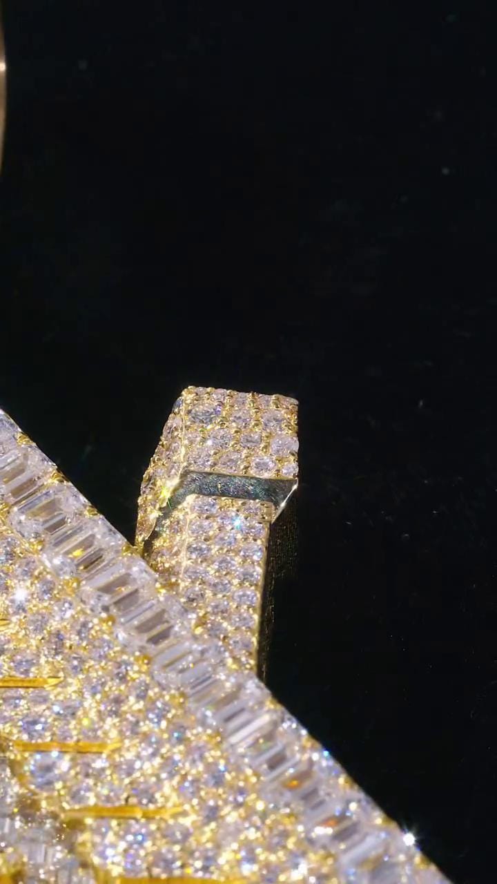 Custom Trap House Pendant, Fully Iced VVS1 Moissanite House Pendant, Yellow Gold Plated 925 Silver, Hip Hop Jewelry