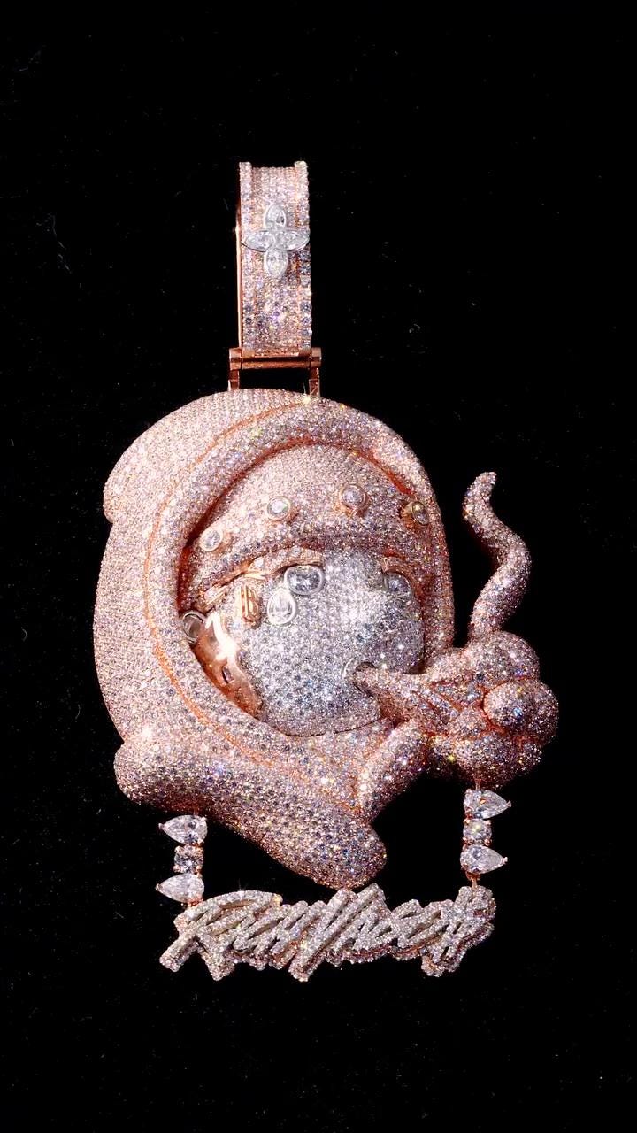 Custom 3D Portrait Pendant, Personalized Character Face, VVS1 Moissanite Iced Out Pendant, 925 Silver Hip Hop Jewelry