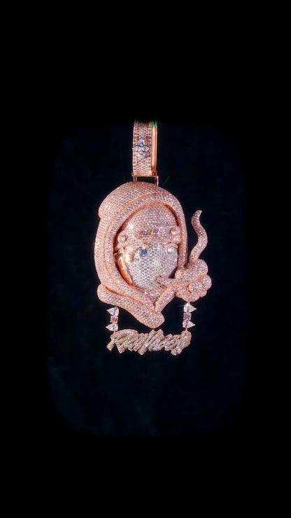 Custom 3D Portrait Pendant, Personalized Character Face, VVS1 Moissanite Iced Out Pendant, 925 Silver Hip Hop Jewelry