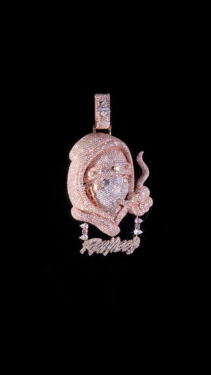 Custom 3D Portrait Pendant, Personalized Character Face, VVS1 Moissanite Iced Out Pendant, 925 Silver Hip Hop Jewelry