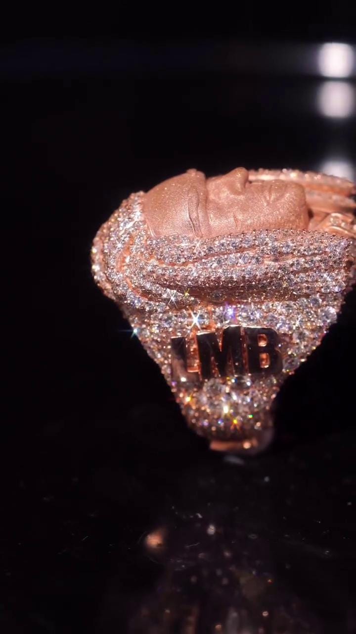 Custom VVS1 Moissanite Ring, 3D Portrait Face Ring, Personalized Memory Ring, Iced Out 925 Sterling Silver Hip Hop Jewelry