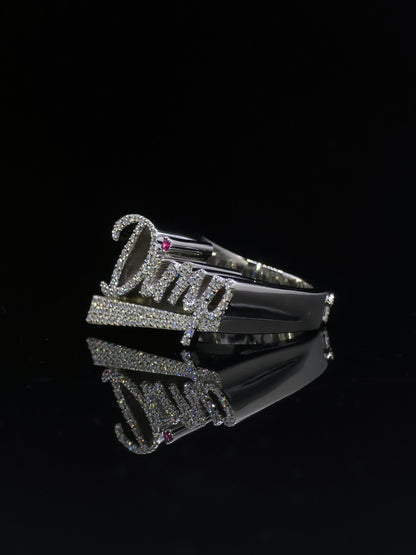 Custom Script Name Ring, VVS1 Moissanite, 925 Sterling Silver, Personalized Iced Out Band