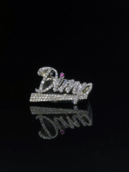 Custom Script Name Ring, VVS1 Moissanite, 925 Sterling Silver, Personalized Iced Out Band
