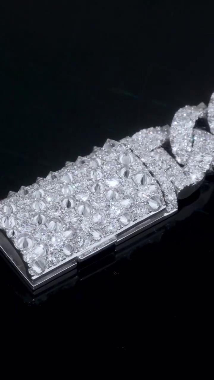 18mm Single Row Miami Cuban Link Bracelet, Rhodium Plated 925 Silver, VVS Moissanite, Passes Diamond Tester