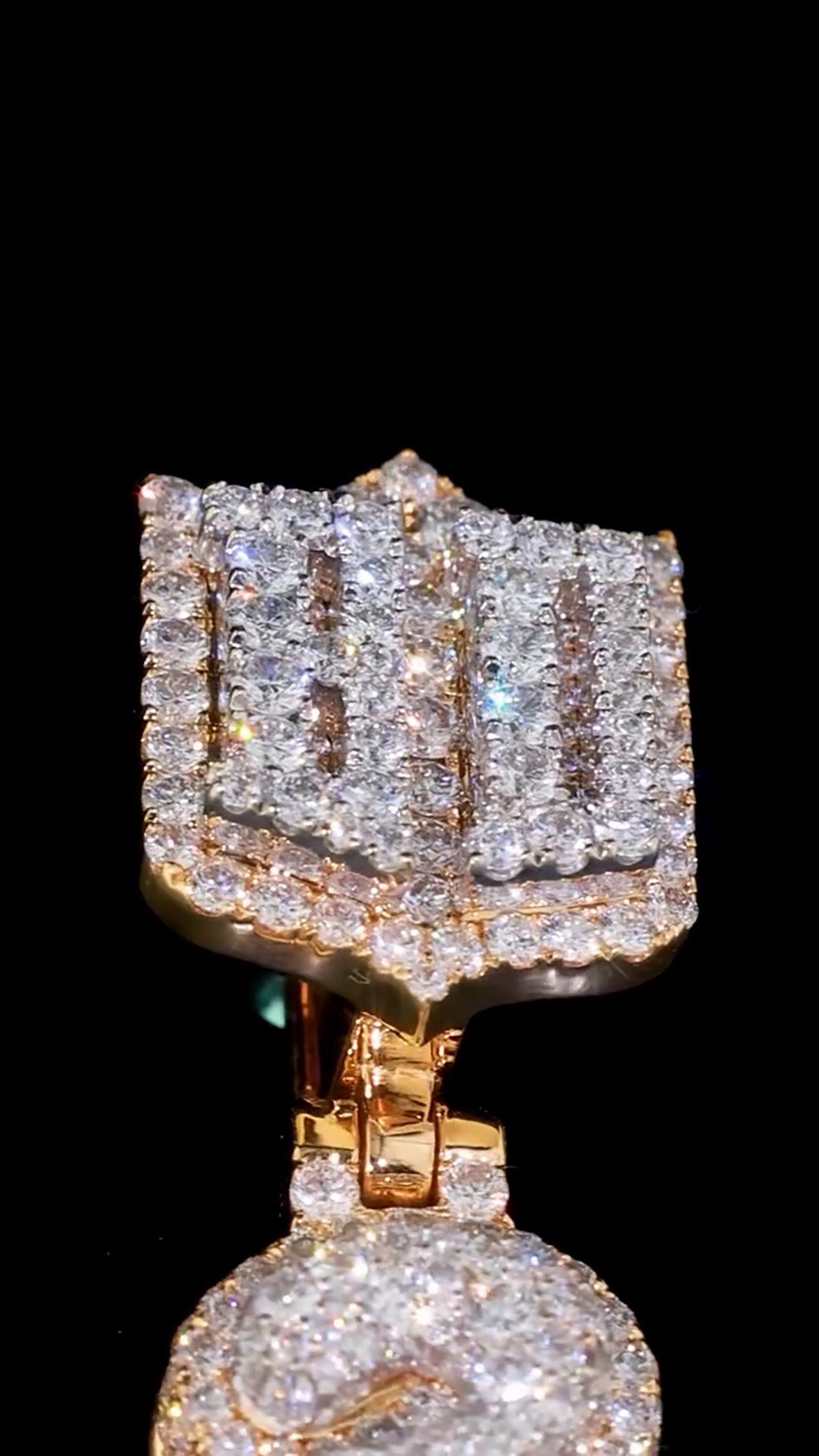Custom Number Pendant, Vertical Bubble Numbers, VVS Moissanite, 925 Sterling Silver, Personalized Shield Bail