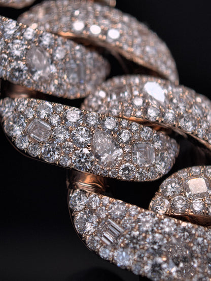24mm Moissanite Cuban Link Chain with 3D Jet Clasp, 925 Sterling Silver, Mixed Cut Iced Out Necklace, Pass Diamond Tester