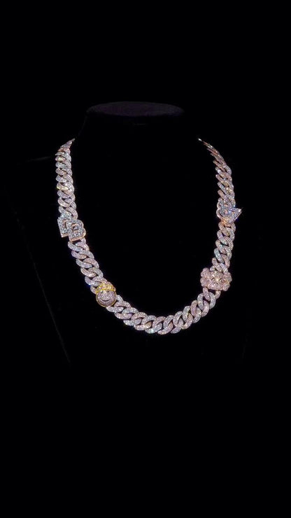 18mm Custom Moissanite Cuban Link Chain, Personalized Designer Links, 925 Sterling Silver Iced Out Necklace