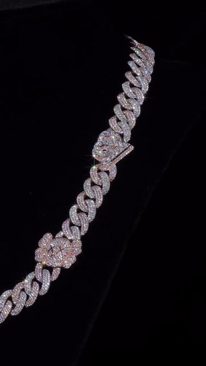 18mm Custom Moissanite Cuban Link Chain, Personalized Designer Links, 925 Sterling Silver Iced Out Necklace