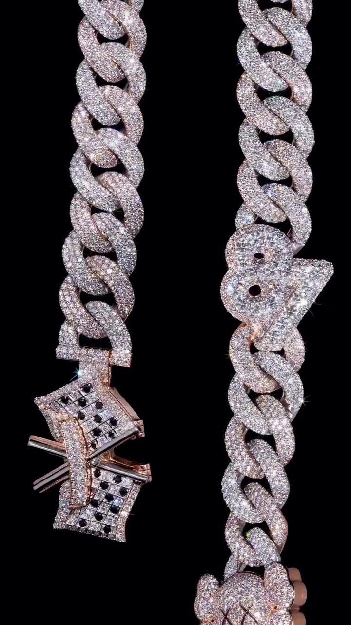 18mm Custom Moissanite Cuban Link Chain, Personalized Designer Links, 925 Sterling Silver Iced Out Necklace