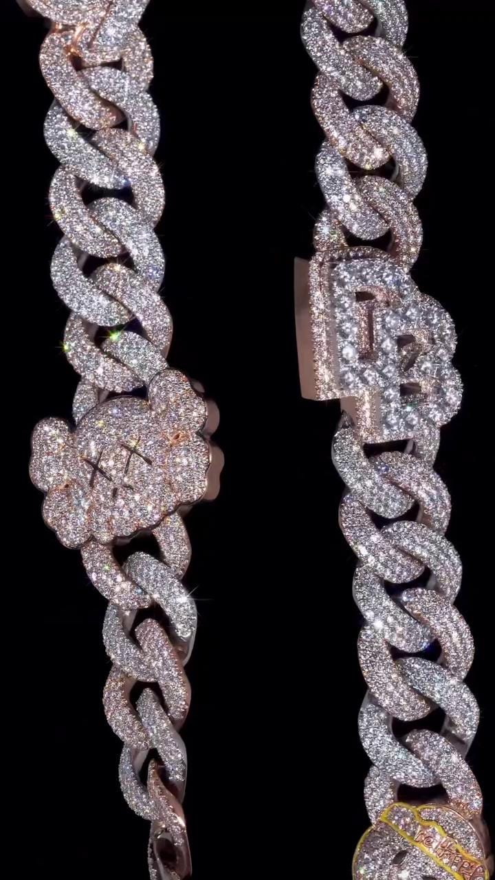 18mm Custom Moissanite Cuban Link Chain, Personalized Designer Links, 925 Sterling Silver Iced Out Necklace