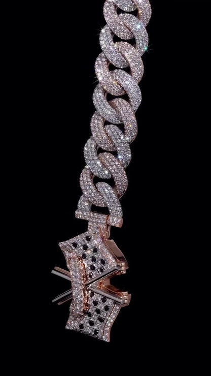 18mm Custom Moissanite Cuban Link Chain, Personalized Designer Links, 925 Sterling Silver Iced Out Necklace