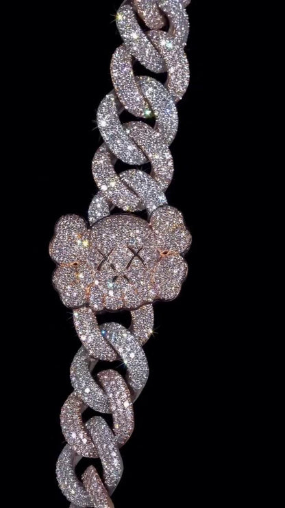 18mm Custom Moissanite Cuban Link Chain, Personalized Designer Links, 925 Sterling Silver Iced Out Necklace