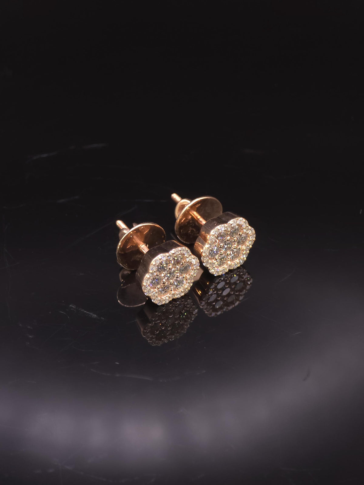 Flower Cluster Moissanite Stud Earrings, 1.3CTW VVS1 Round Cut, 925 Sterling Silver/Solid 10K Gold, Halo Setting