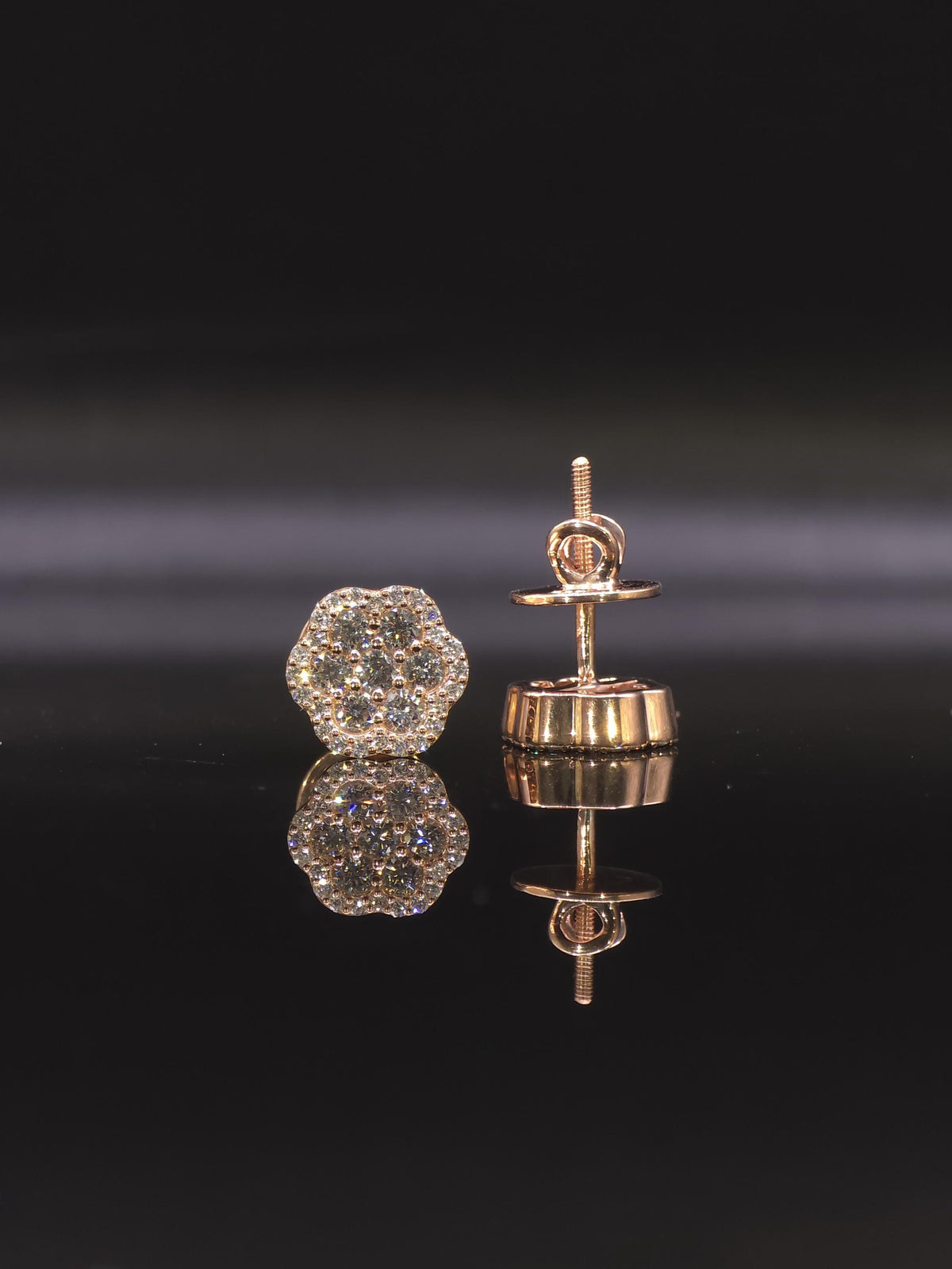 Flower Cluster Moissanite Stud Earrings, 1.3CTW VVS1 Round Cut, 925 Sterling Silver/Solid 10K Gold, Halo Setting