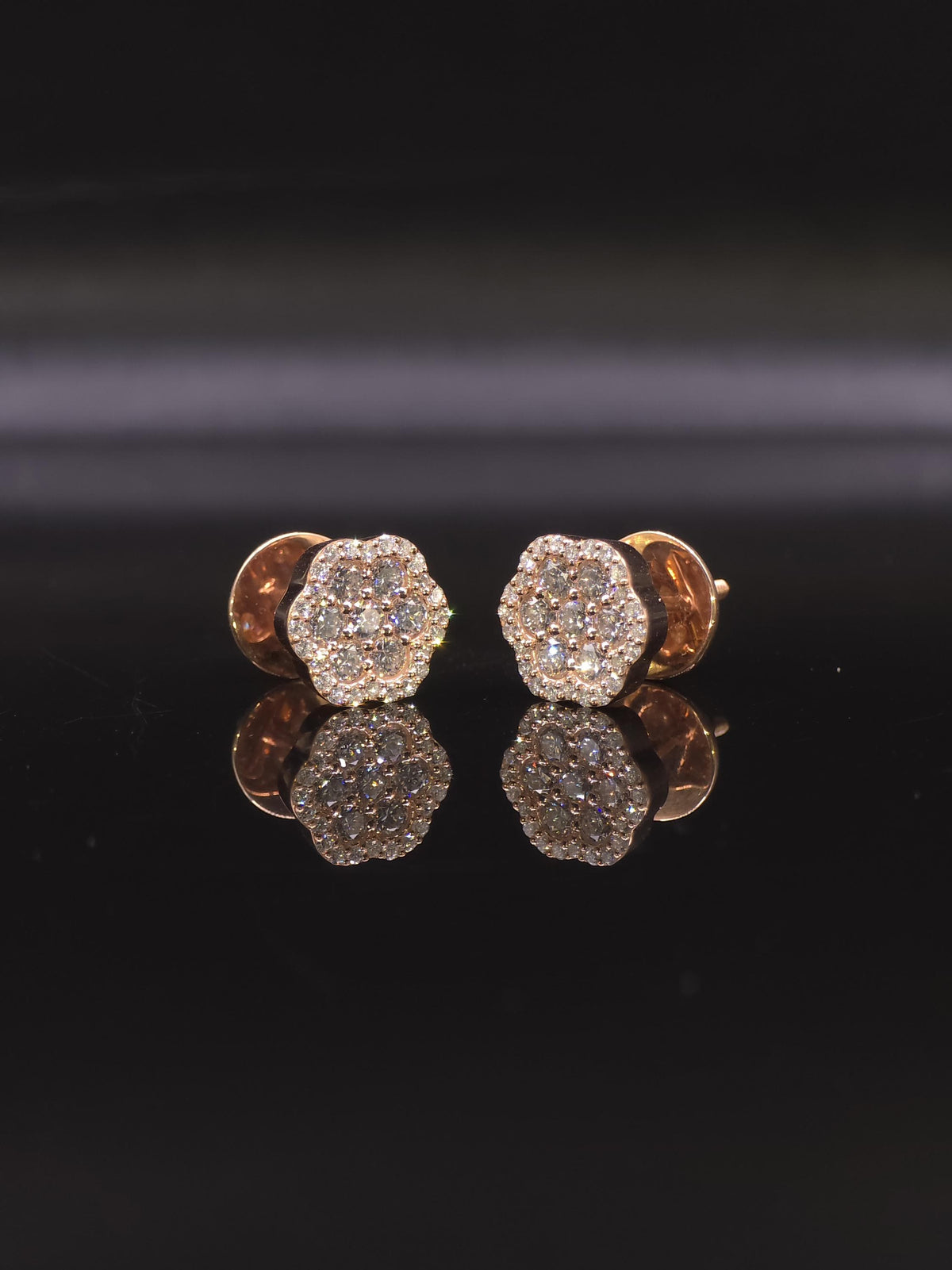 Flower Cluster Moissanite Stud Earrings, 1.3CTW VVS1 Round Cut, 925 Sterling Silver/Solid 10K Gold, Halo Setting