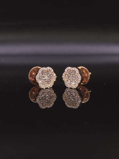 Flower Cluster Moissanite Stud Earrings, 1.3CTW VVS1 Round Cut, 925 Sterling Silver/Solid 10K Gold, Halo Setting