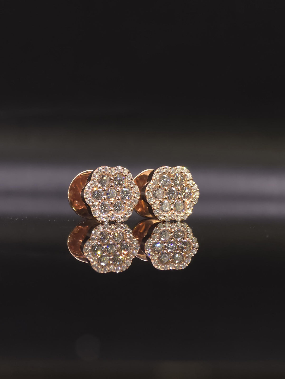 Flower Cluster Moissanite Stud Earrings, 1.3CTW VVS1 Round Cut, 925 Sterling Silver/Solid 10K Gold, Halo Setting