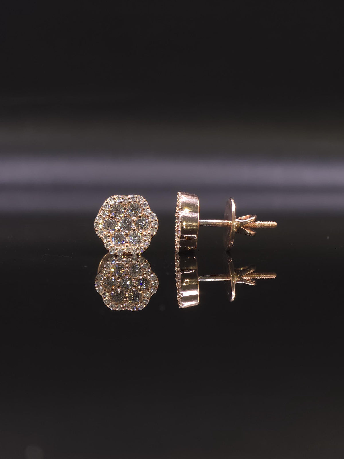 Flower Cluster Moissanite Stud Earrings, 1.3CTW VVS1 Round Cut, 925 Sterling Silver/Solid 10K Gold, Halo Setting