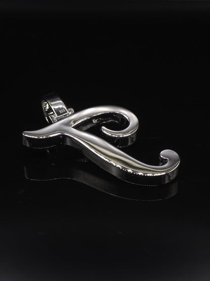 Custom Initial Moissanite Pendant, 1.5 Inch Script Letter, Baguette & Round Cut VVS1, 925 Sterling Silver, Personalized Hip Hop Jewelry