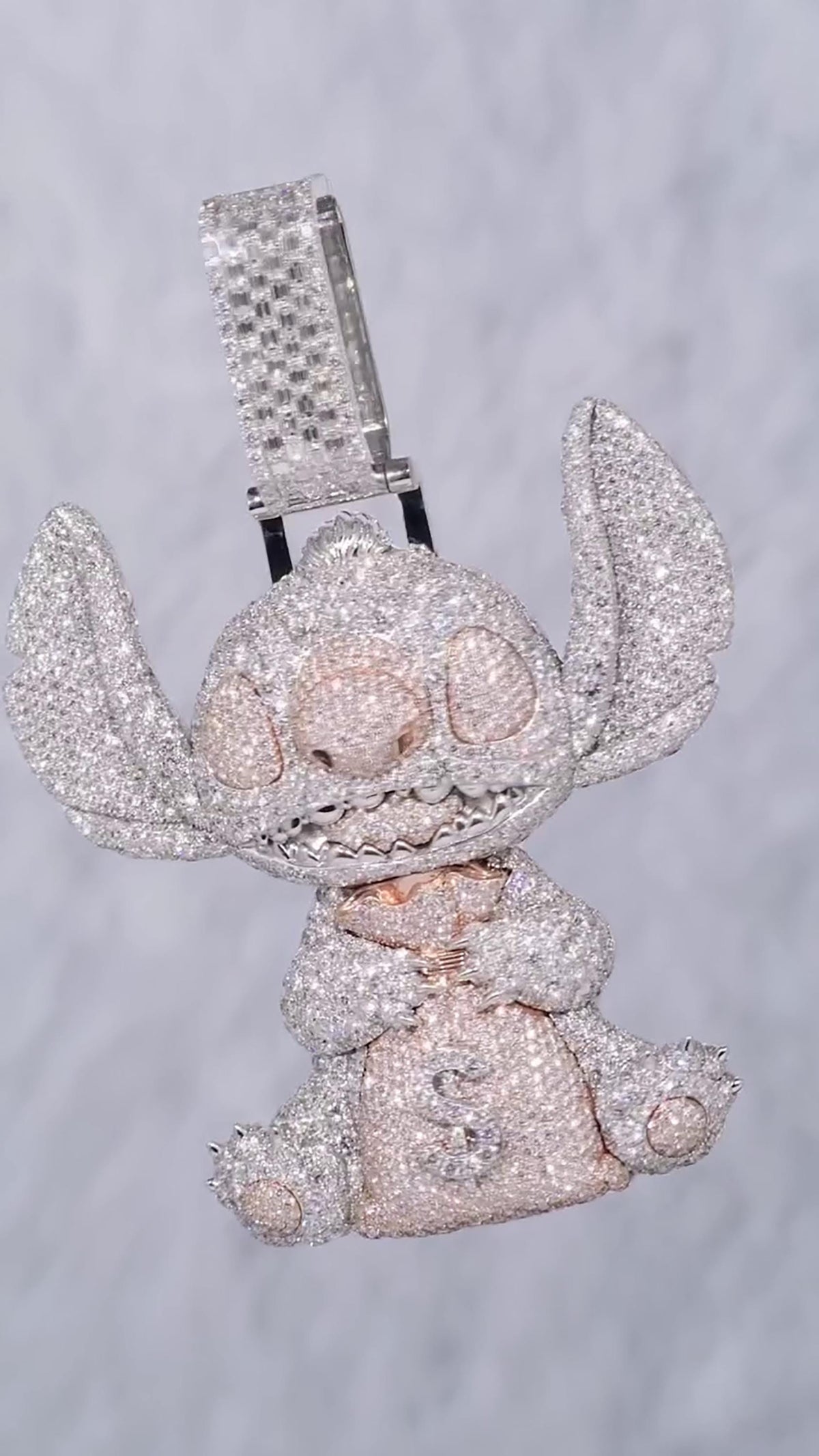 Custom Moissanite Character Pendant, 3D Money Bag Design, 925 Sterling Silver, Iced Out Hip Hop Jewelry