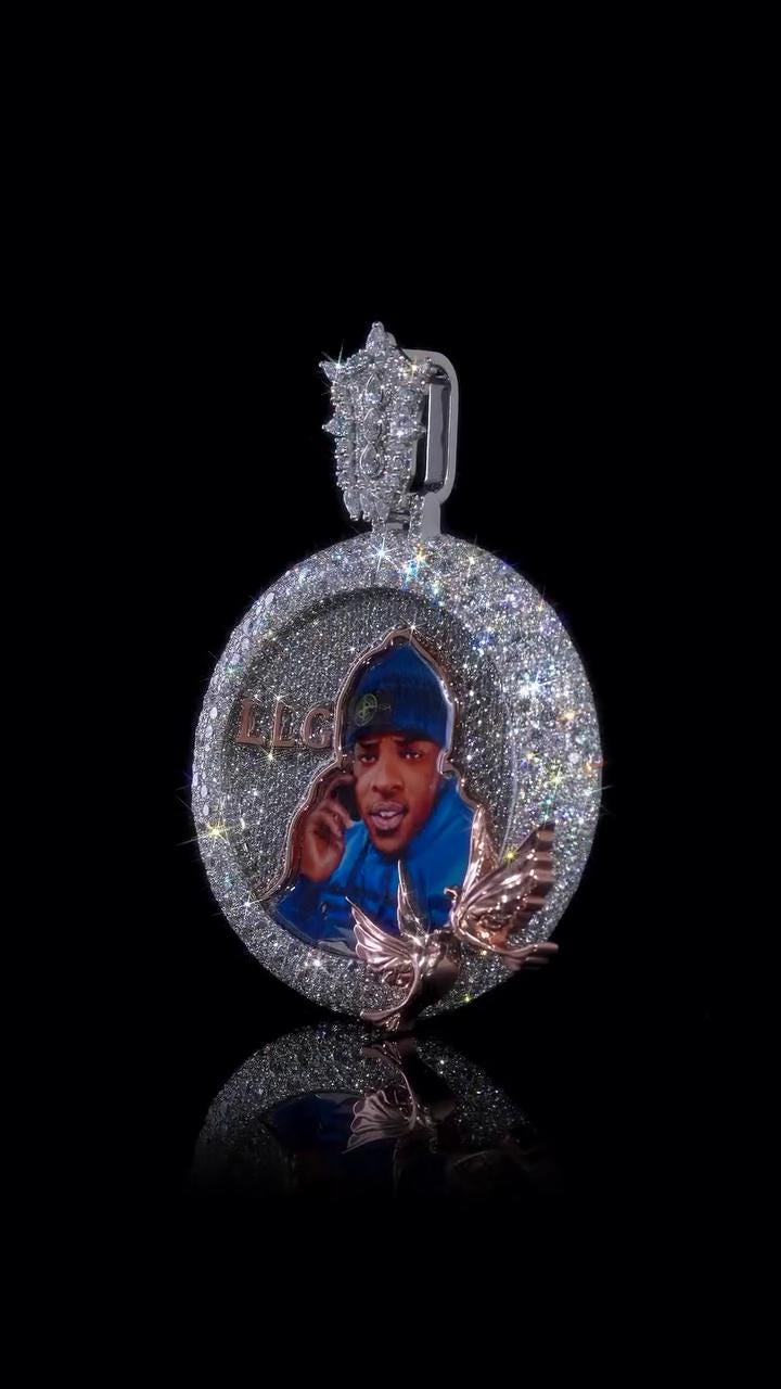 Custom Photo Memorial Pendant, VVS1 Moissanite, 925 Sterling Silver, Round Medallion with Personalized Portrait