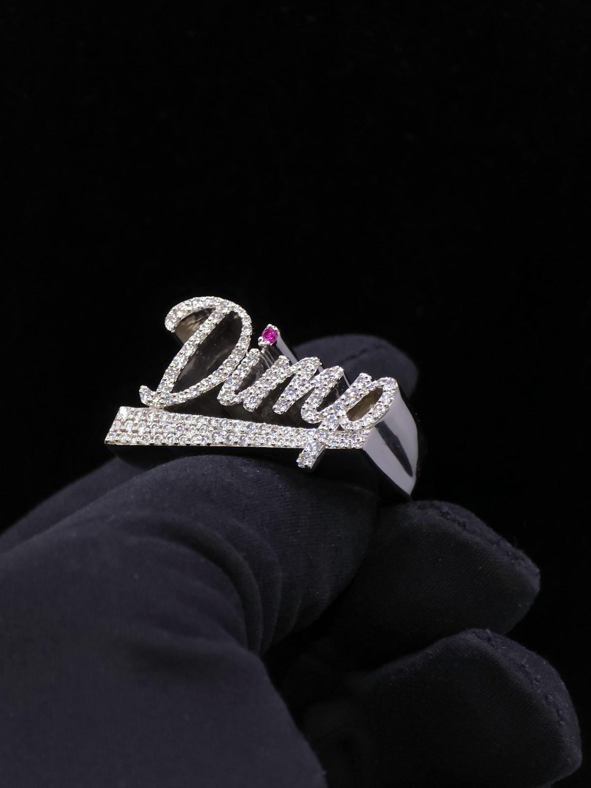 Custom Script Name Ring, VVS1 Moissanite, 925 Sterling Silver, Personalized Iced Out Band