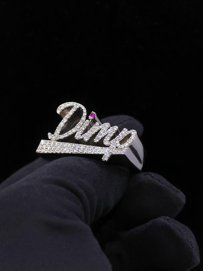 Custom Script Name Ring, VVS1 Moissanite, 925 Sterling Silver, Personalized Iced Out Band