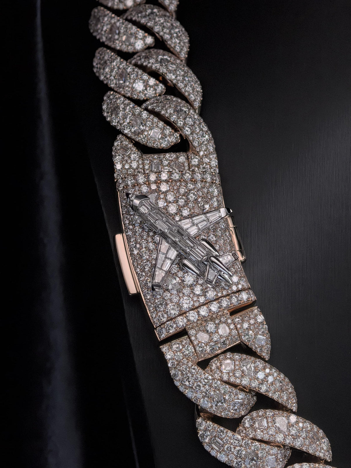 24mm Moissanite Cuban Link Chain with 3D Jet Clasp, 925 Sterling Silver, Mixed Cut Iced Out Necklace, Pass Diamond Tester