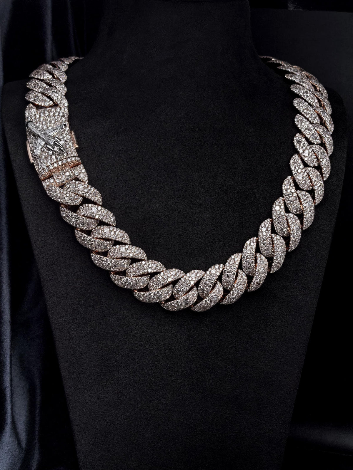 24mm Moissanite Cuban Link Chain with 3D Jet Clasp, 925 Sterling Silver, Mixed Cut Iced Out Necklace, Pass Diamond Tester