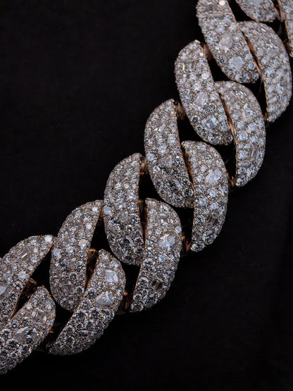 24mm Moissanite Cuban Link Chain with 3D Jet Clasp, 925 Sterling Silver, Mixed Cut Iced Out Necklace, Pass Diamond Tester
