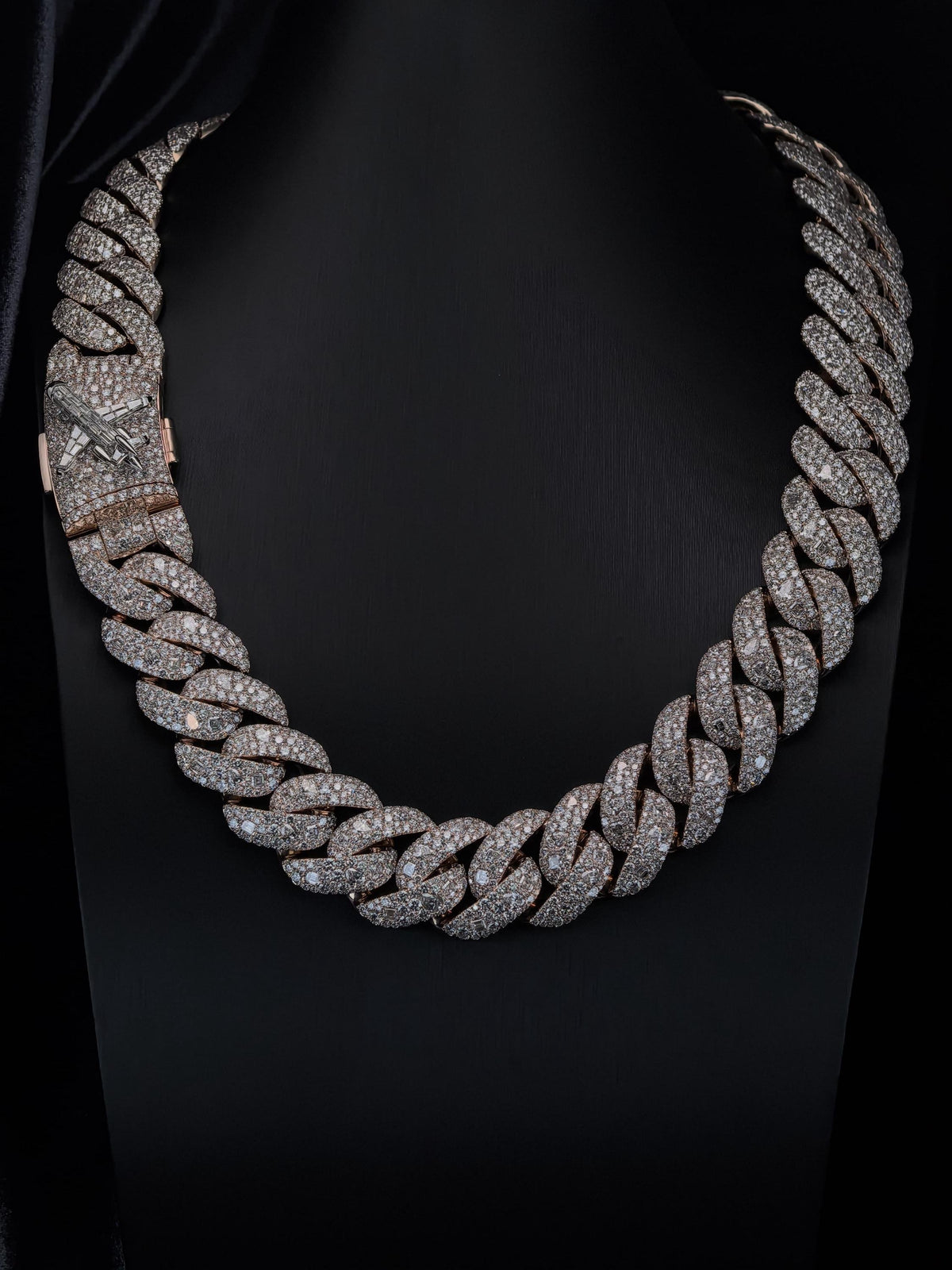 24mm Moissanite Cuban Link Chain with 3D Jet Clasp, 925 Sterling Silver, Mixed Cut Iced Out Necklace, Pass Diamond Tester