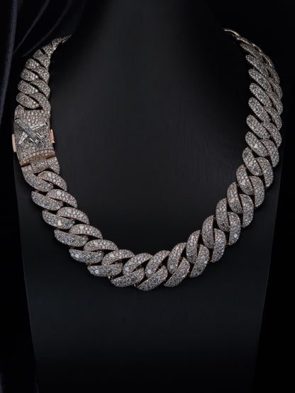 24mm Moissanite Cuban Link Chain with 3D Jet Clasp, 925 Sterling Silver, Mixed Cut Iced Out Necklace, Pass Diamond Tester