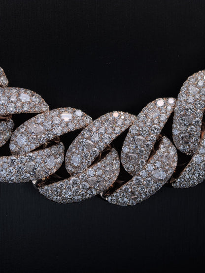 24mm Moissanite Cuban Link Chain with 3D Jet Clasp, 925 Sterling Silver, Mixed Cut Iced Out Necklace, Pass Diamond Tester