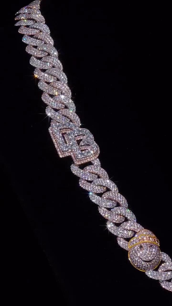 18mm Custom Moissanite Cuban Link Chain, Personalized Designer Links, 925 Sterling Silver Iced Out Necklace