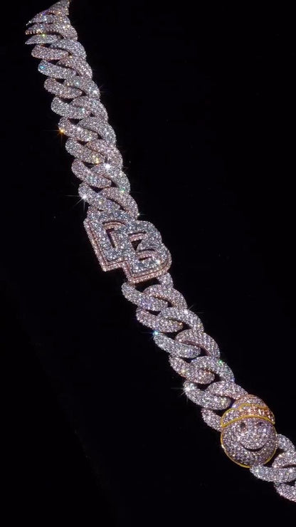18mm Custom Moissanite Cuban Link Chain, Personalized Designer Links, 925 Sterling Silver Iced Out Necklace