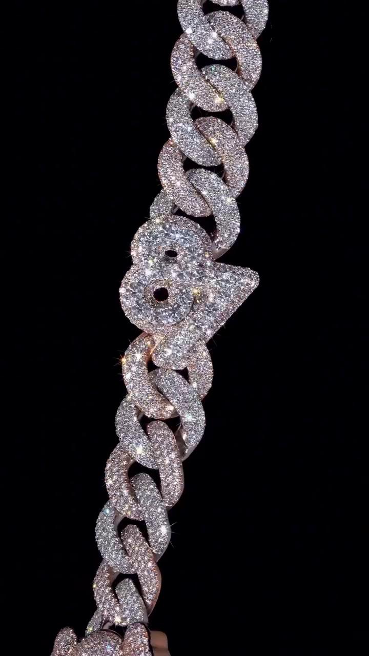 18mm Custom Moissanite Cuban Link Chain, Personalized Designer Links, 925 Sterling Silver Iced Out Necklace