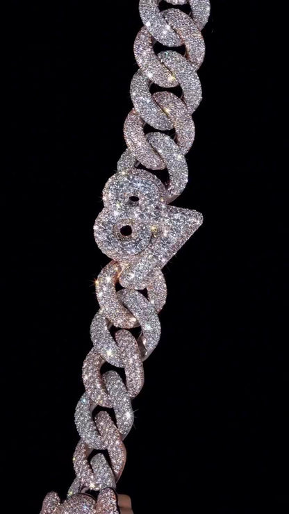 18mm Custom Moissanite Cuban Link Chain, Personalized Designer Links, 925 Sterling Silver Iced Out Necklace