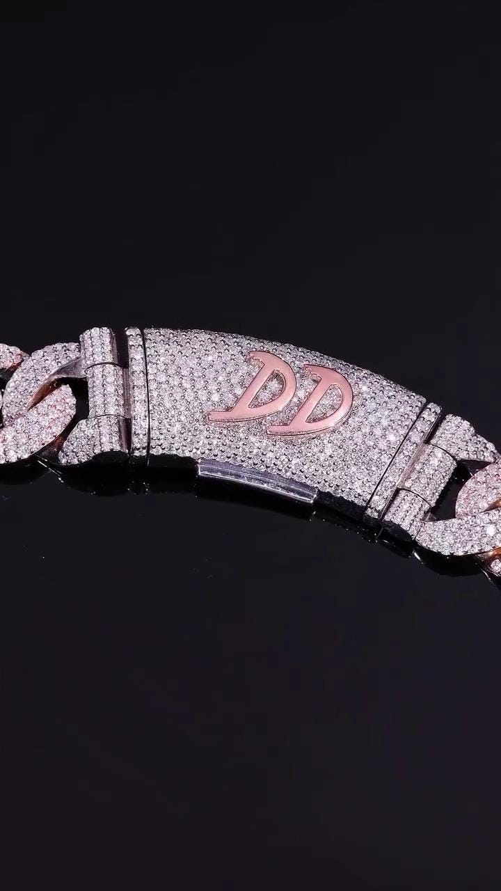 16mm 3-Row Pavé Miami Cuban Link Chain with Custom Clasp, D Color VVS1 Moissanite, 925 Sterling Silver