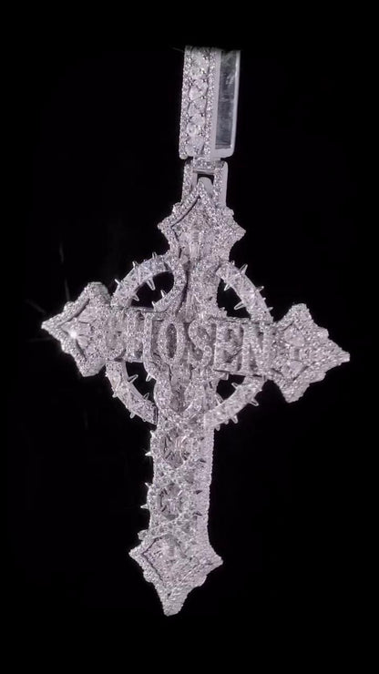 Custom Moissanite Cross Pendant, Personalized Name, 925 Sterling Silver, Iced Out Gothic Cross, Hip Hop Jewelry
