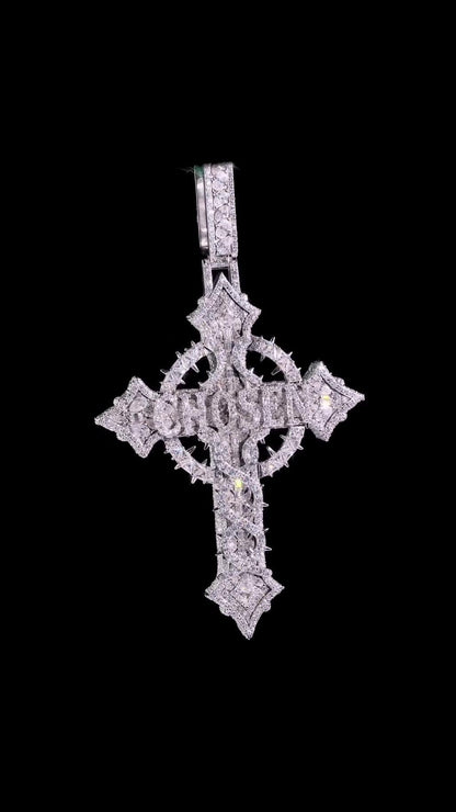 Custom Moissanite Cross Pendant, Personalized Name, 925 Sterling Silver, Iced Out Gothic Cross, Hip Hop Jewelry
