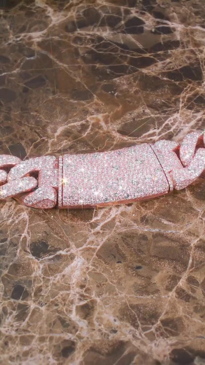 22mm Miami Cuban Link Chain, Galaxy set D Color VVS1 Moissanite, Rose Gold Plated 925 Sterling Silver, Passes Diamond Tester