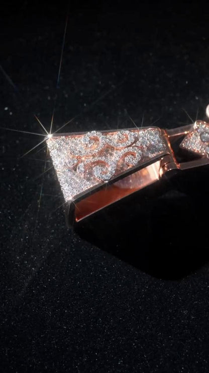 VVS1 Moissanite Gothic Rose Cross Pendant, Rose Gold Plated 925 Sterling Silver, 3 Inch, Passes Diamond Tester