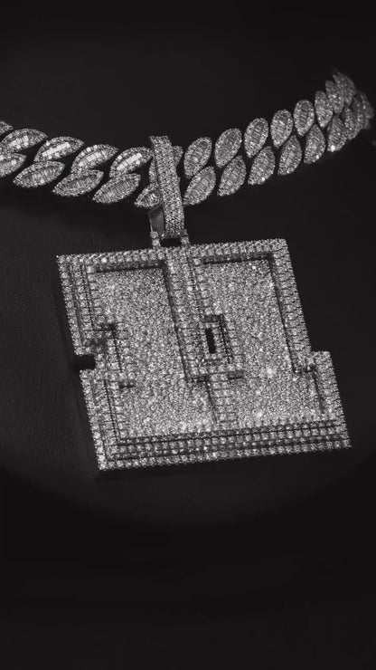 Mosaic Set VVS1 Moissanite Number 11 Pendant, Iced Out Layered Chunky Pendant, Custom Number or Letter, 925 Sterling Silver Necklace