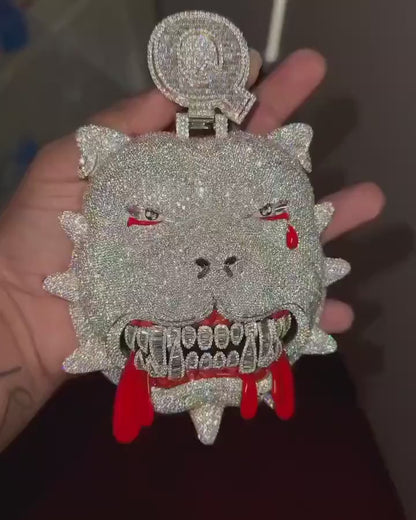 6" Fully Iced Big Boogie VVS Moissanite Diamond Pendant, Passes Diamond Test, Icy Hip Hop Pendant, Solid Back