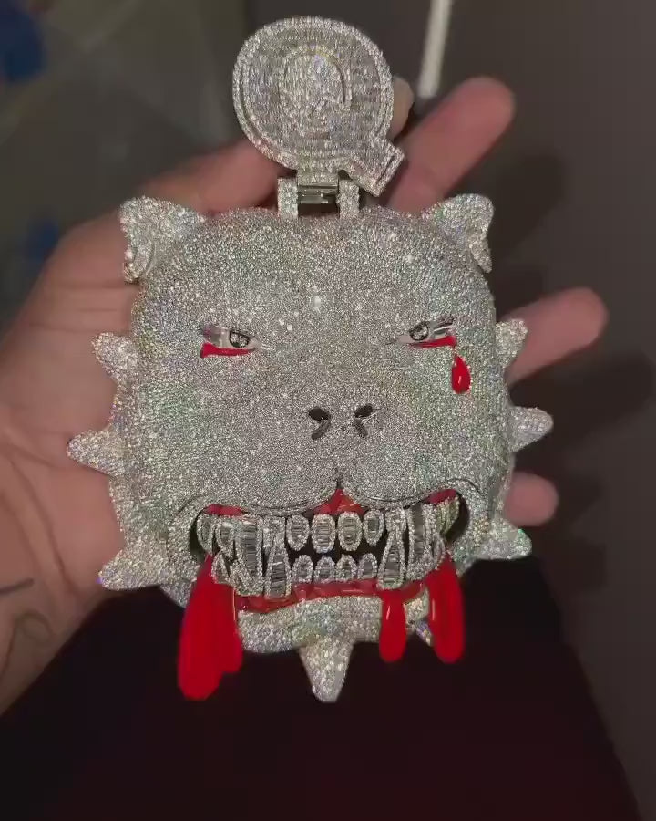 6" Fully Iced Big Boogie VVS Moissanite Diamond Pendant, Passes Diamond Test, Icy Hip Hop Pendant, Solid Back