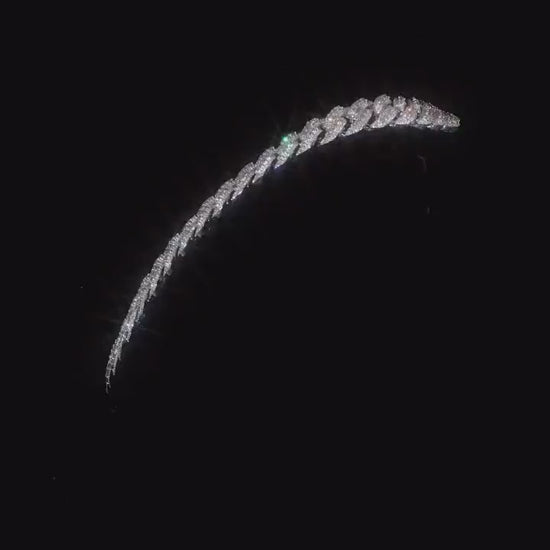 20mm VVS Moissanite Cuban Chain | Rhodium Plated 925 Silver | Round & Emerald Cut Iced Out Chain | Pass Diamond Tester | Hip Hop Jewelry