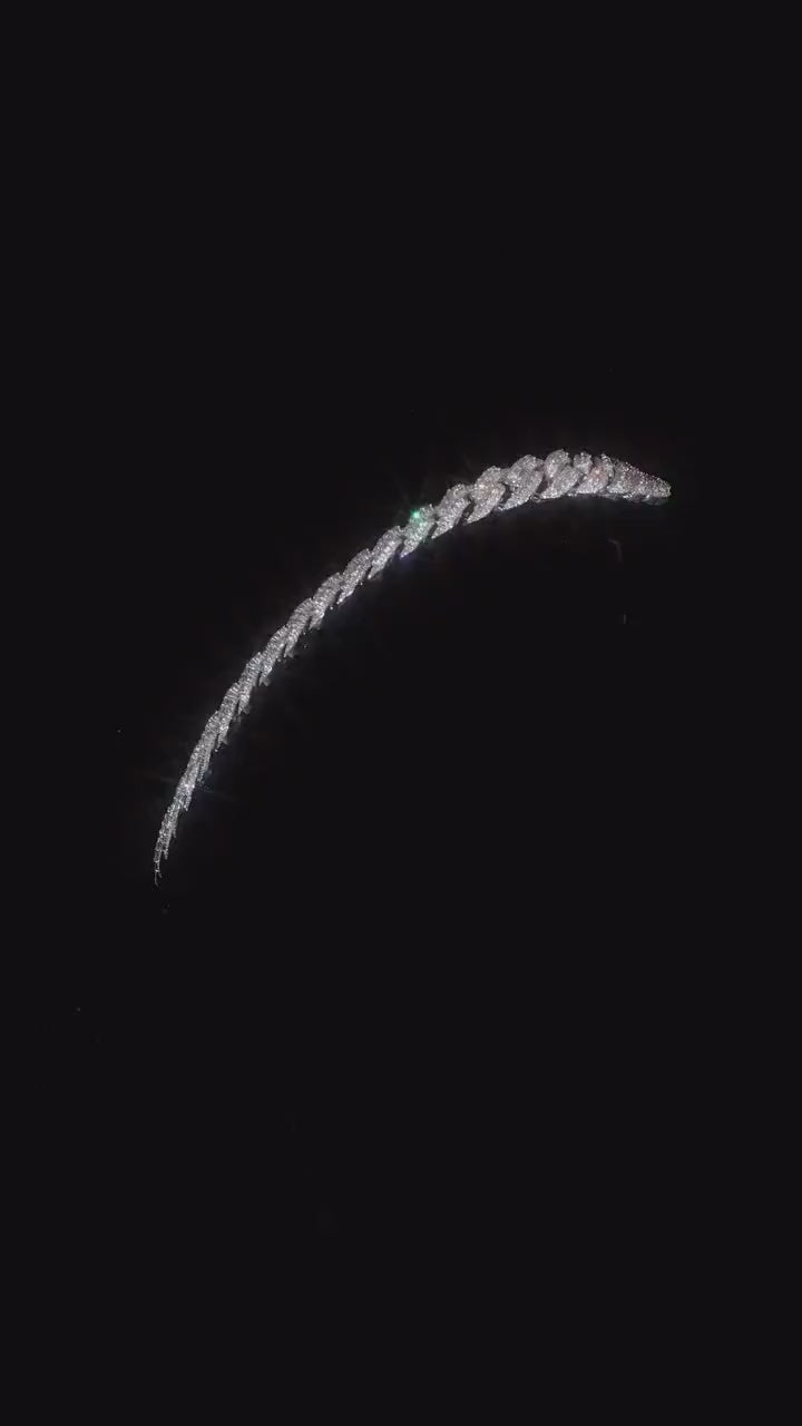 20mm VVS Moissanite Cuban Chain | Rhodium Plated 925 Silver | Round & Emerald Cut Iced Out Chain | Pass Diamond Tester | Hip Hop Jewelry