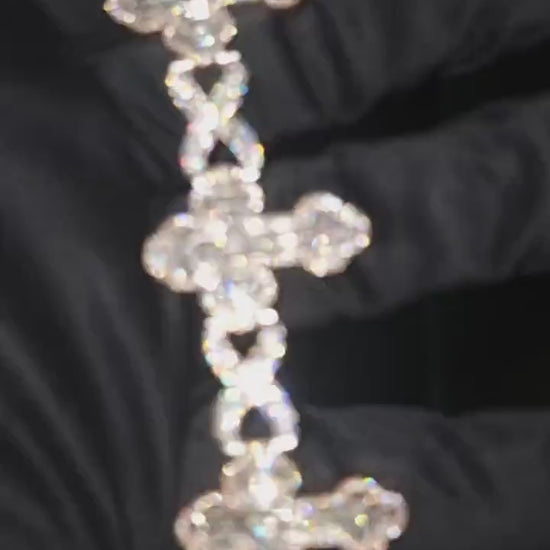 VVS1 Diamond Cross Link Bracelet, VVS1 Quality Baguette Moissanite Diamond, Pass Diamond Tester, Heavy Quality 925 Sterling Silver