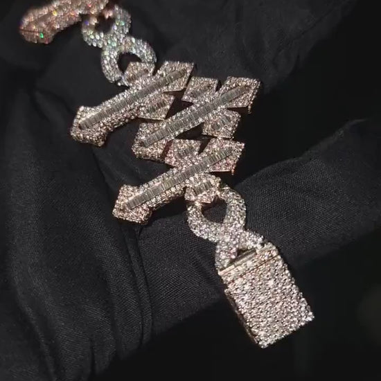 VVS1 Diamond Cross Link Bracelet, VVS1 Quality Baguette Moissanite Diamond, Pass Diamond Tester, Heavy Quality 925 Sterling Silver/Solid 10k